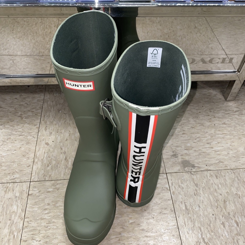 Hunter Boots Womens Size 11 US Green Original Play Tall Rain Waterproof Natural